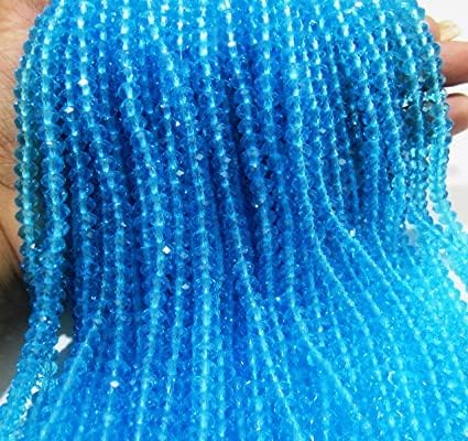 Miniatura 4 de Kashish Gems & Jewels - Cuentas de topacio azul cielo de calidad AAA, tamaño 0.236 in, cuentas de cristal facetadas Rondelle / 100 cuentas