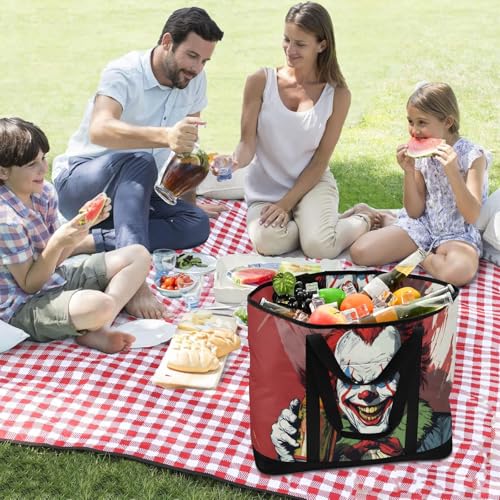 Clown Scary Soda Large Insulated Tote Bag for Grocery Shopping Reusable Tote Bags for Women Men, Cooler Bag with Zippered Top & Handles for Beach Picnic Travel3