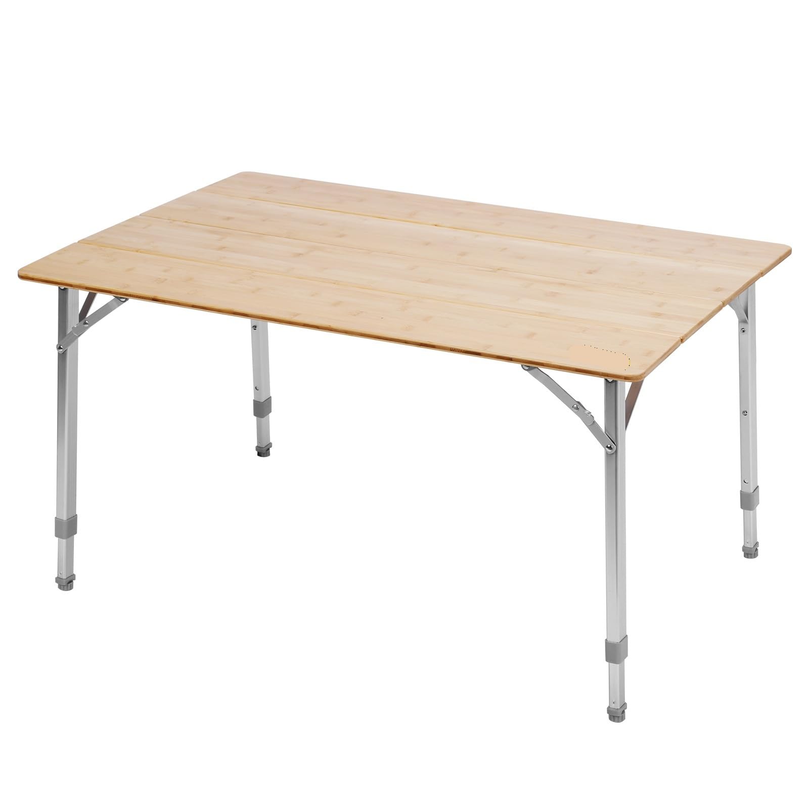 Table de camping pliante en bambou réglable avec sac de transport grande taille