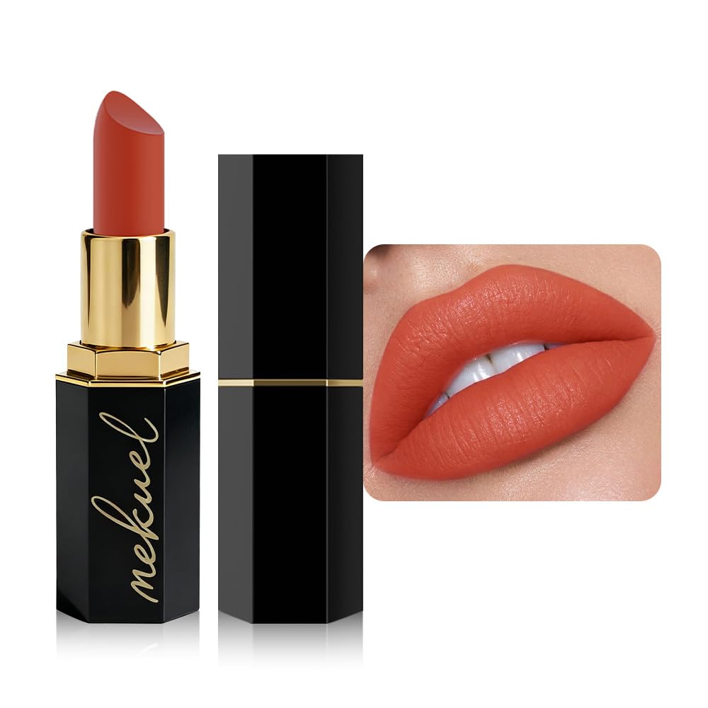 Coral Red Velvety Matte Lipstick for Women, Silky Cream Lipstick Long Lasting Waterproof, Women Gift Lipsticks, Longwear Lip Stick Makeup Smudge Proof, Rich Color Lipsticks Vegan Cruelty Free
