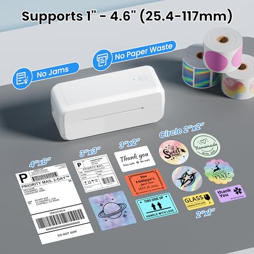 undefined Bluetooth Thermal Label Printer, Shipping Label Printer for 4x6 Shipping Packages & Small Business, Compatible with IOS, Android, Windows and Mac, Widely Used for Ebay, Amazon, Shopify, USPS (White) の商品画像 4