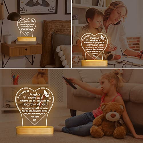 Image of Attivolife Daughter Gift - to My Beautiful Daughter Engraved Unique Night Light, Daughters Gift from Mom Dad Parent, Birthday, Graduation, Wedding Mothers Day Gifts for Daughter