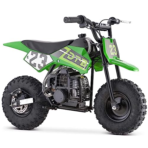 Mini Kid Dirt Bike, 49 CC 2-Stroke Gas Bike with Off-Rode Tire, Suspensions, Disc Brakes, Max Load 160Lbs, Up to 20Mph, EPA Approved