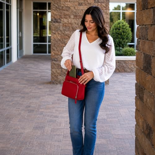 Image of ili New York Genuine Leather Crossbody Bags for Women - Premium RFID Blocking Shoulder Bag Organizer with Adjustable Strap