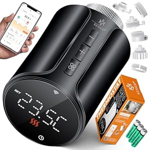 KESSER® Heizkörperthermostat 2er Set WiFi Heizungsregler | Heizungsthermostat WLAN mit Smart Home App Steuerung | Thermostat Alexa, Google Assistant mit 6 Heizkörperventilen | Energie & Kosten sparen