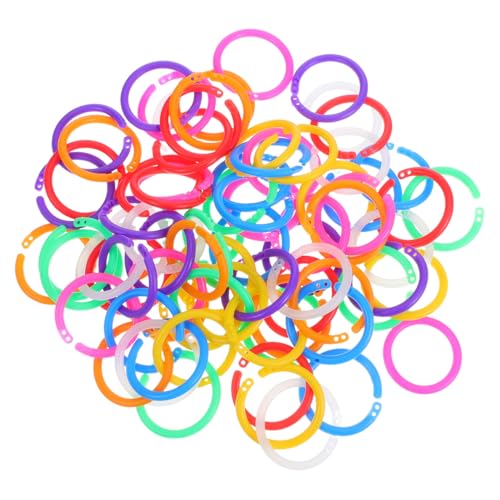 Parliky 80個 円形 バインダー リング ミニ プラスチック リング ルーズ リーフ バインダー ファイル ノート バインディン