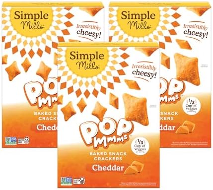 Simple Mills Pop Mmms Baked Snack Crackers, Cheddar, 3pk, 4oz