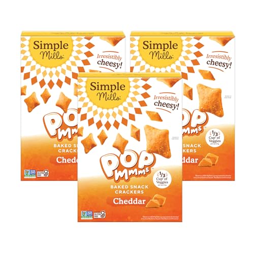 ★Simple Mills Pop Mmms Cheddar Crackers, 4oz, 3 boxes