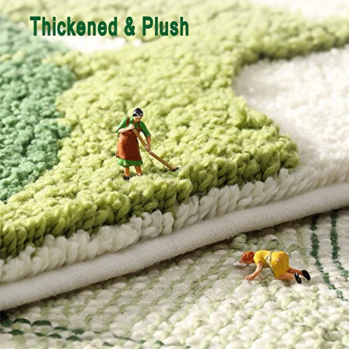 Hi Space Leaf Bath Mat Bath Rugs Non-Slip Plush Shaggy Bathroom Mat Boho Soft Fluffy Microfiber Machine Washable Absorbent Doormat, 20''X31'' Green Tropical Bamboo Leaf #TOP3