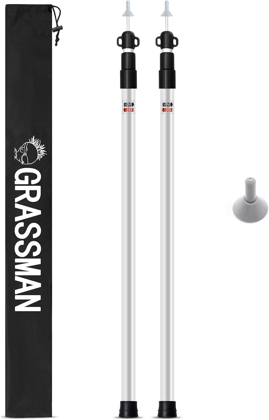 Grassman Aluminum Tarp Poles for Tent, Adjustable Lightweight Camping Telescoping Poles for Car Canopy, Shelter, Tarp 2 Pack 8.2ft
