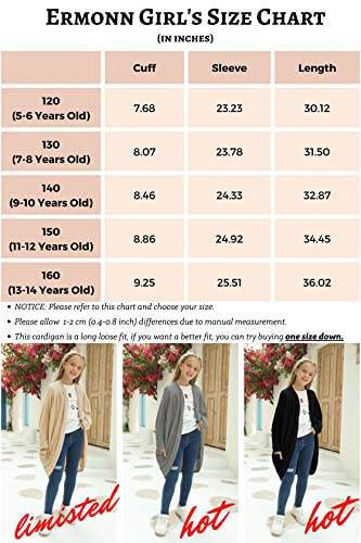 Teen Girls Batwing Long Sleeve Sweaters Fashion Open Front Kint Long Cardigan Cute Outwear With Pockets Size 10-12 Light Grey #TOP5