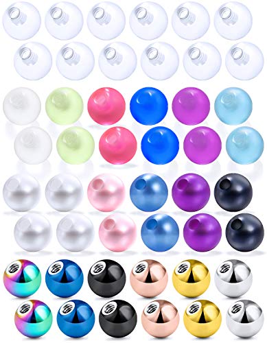 Jenxnjsjo Piercing Balls Replacement Balls For Body Jewelry 16G 5Mm Ends Surgical Steel Piercing Parts For Belly Button Ring Nipplering Industrial Barbell Eyebrow Horseshoe Earrings Women 48Pcs #TOP9