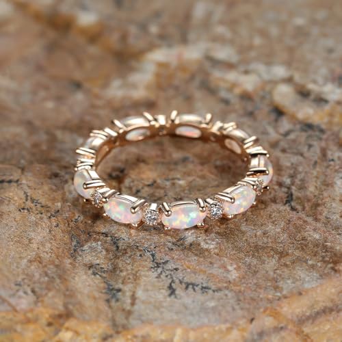 Opal Ring for Women Rose Gold Plated 925 Sterling Silver Opal Engagement Wedding Promise Rings Jewelry Gifts for Her2
