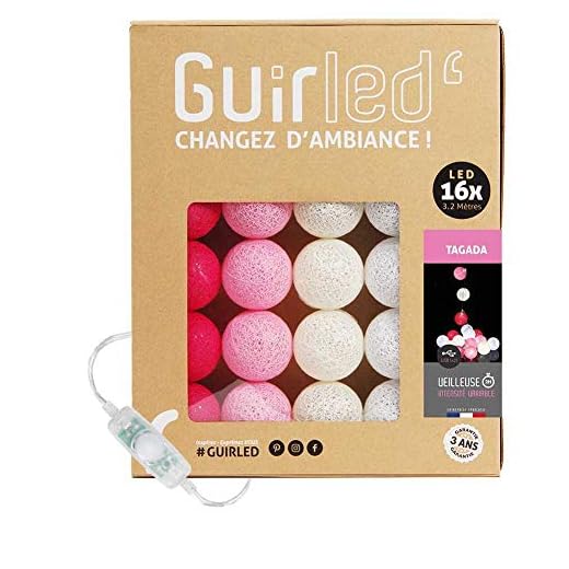 Guirlande lumineuse boules coton LED USB - Chargeur double USB 2A inclus - 3 intensités - 16 boules - Tagada