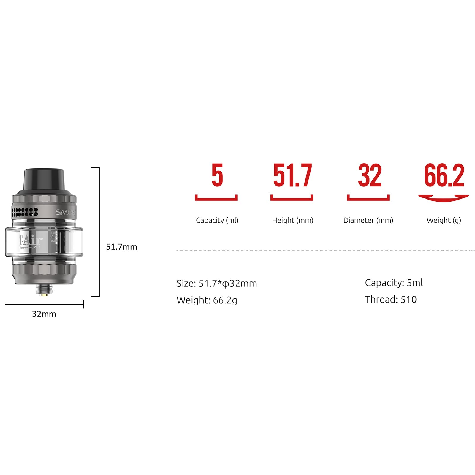 SMOK Mag Solo Mod Kit 100W T-Air Tank 5 ml 21700 18650 ohne Akku Schwarz | TA 0,2 Ohm und 0,4 Ohm Coils, auslaufsicheres Top-Fill-System, TFT-Display, USB-C-Laden, ohne Nikotin