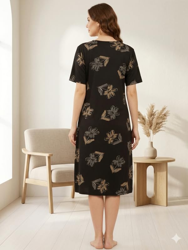 Image of CLOUD SOFT Stylish Women's Short Nighty | Premium Rayon Fabric | Soft Comfortable Everyday Night Dress - CS5002