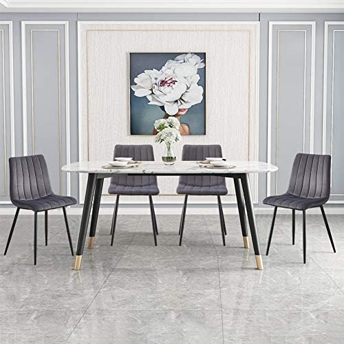 TUKAILAi 2 PCS Dining Chairs Velvet Upholstered Seat & Backrest Kitchen Chairs with Sturdy Metal Legs Lounge Reception Chairs Set of 2 with Padded Seat for Home Grey