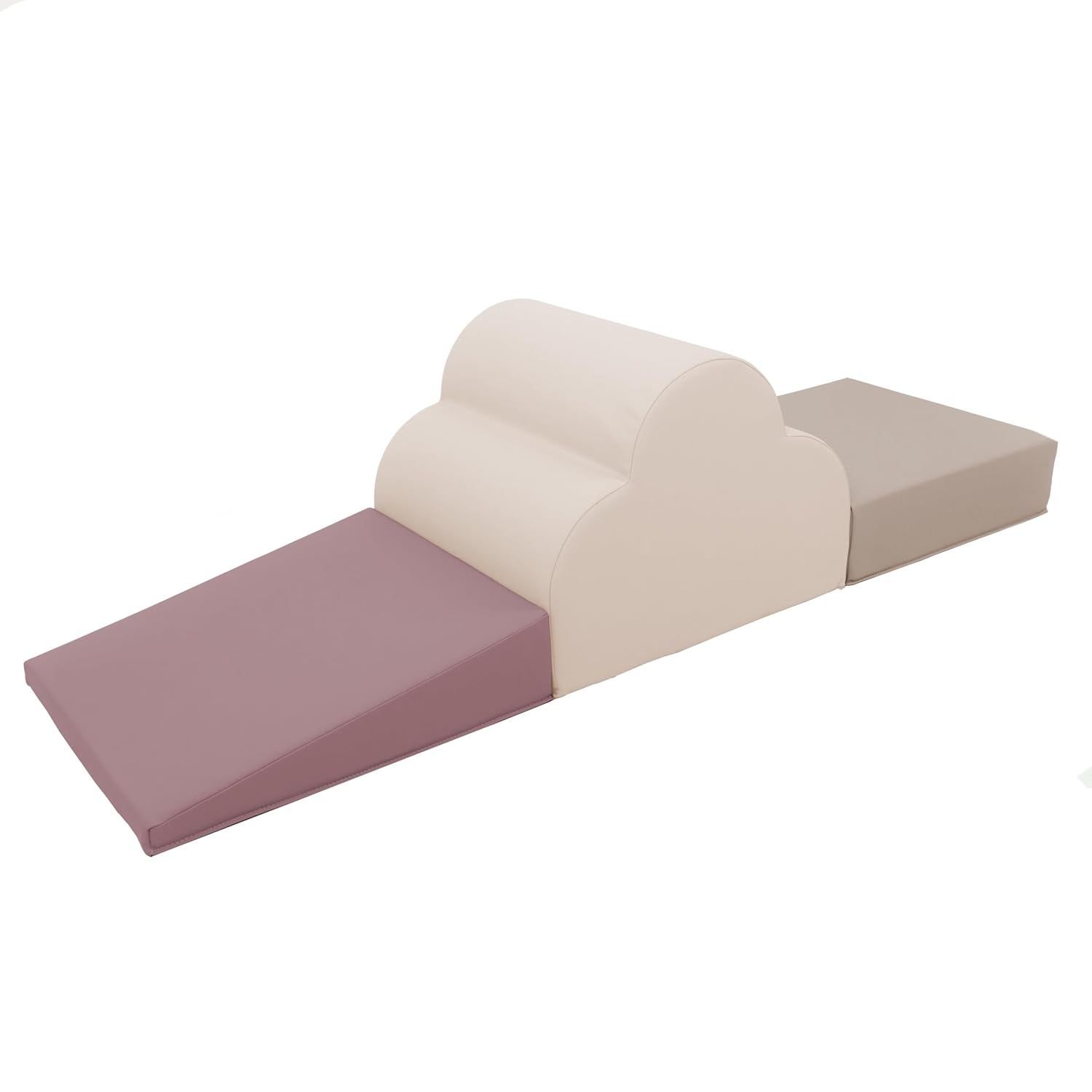 FDP SoftScape Cloud Play Climber, Indoor Active Play Structure for Toddlers and Kids, Safe Soft Foam for Crawling and Sliding (3-Piece Set) - Teddy