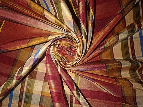 Soie taffetas à carreaux multicolores TAFC65 tissu luxe 140cm