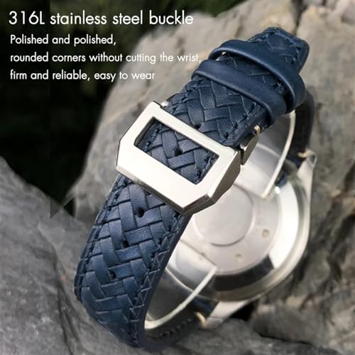 Bracelet de montre en cuir IWC Portugieser en vache tissé bleu 22mm
