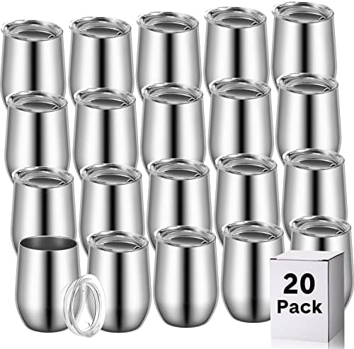 COMOOO 12oz Wine Tumbler With Lid And Straw, Stainless Steel Stemless Wine Glass, Double Wall Vacuum