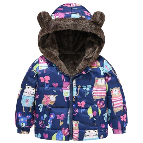 SXSHUN Chaqueta de invierno para niña, abrigo de invierno para niños, chaqueta acolchada con capucha, chaqueta cálida para niños, chaqueta con capucha de invierno, D, 116