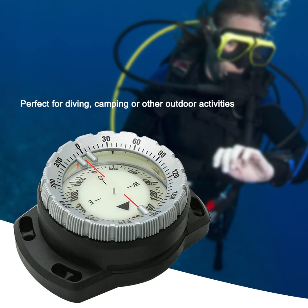 Boussole de plongée sous-marine de 50 m, boussole de plongée lumineuse, outil de navigation étanche avec corde élastique pour la plongée, le camping et d'autres activités de plein air