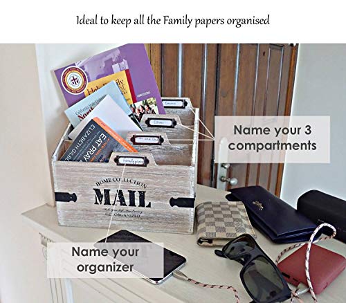 25DOL - Mail Organizer Desktop Mail Holder - Wooden Desk Organizer, File Holder and Mail Sorter - 5.5 x 9.8 Inch Letter Sorter - Rustic Desk Organizers and Accessories, File Folder and Mail Tray - Thumbnail 6