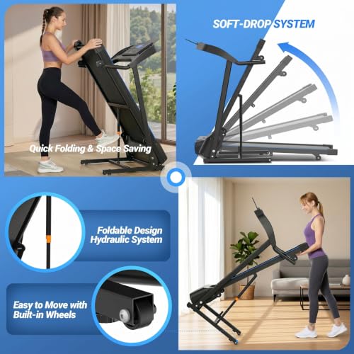 Image of ANCHEER Heavy Duty Folding Treadmill with Incline, 4.5HP Quiet Running Machine with 400 LB Capacity, Shock Absorbing Treadmill for Home Gym with LED Display, Heart Rate Monitor & Tablet Holder