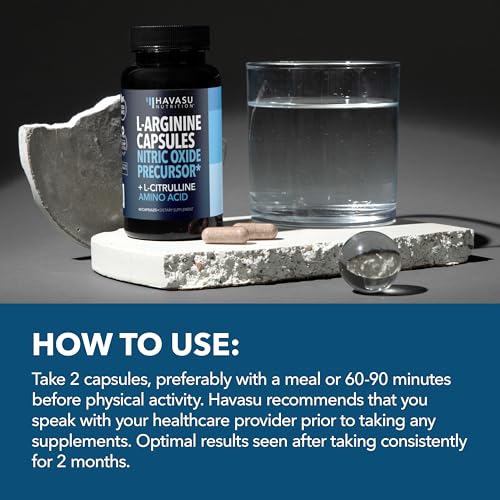 Image of L-Arginine Capsules with L-Citrulline - Nitric Oxide Supplement - L Arginine and L Citrulline Blend - 60 Count - Vegan, Non-GMO Capsules for Performance, Endurance and Muscle Support - 1 Month Supply