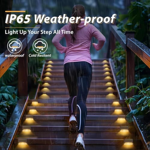 Image of Solar Step Light Outdoor LED Stair Lighting Black Pack of 4