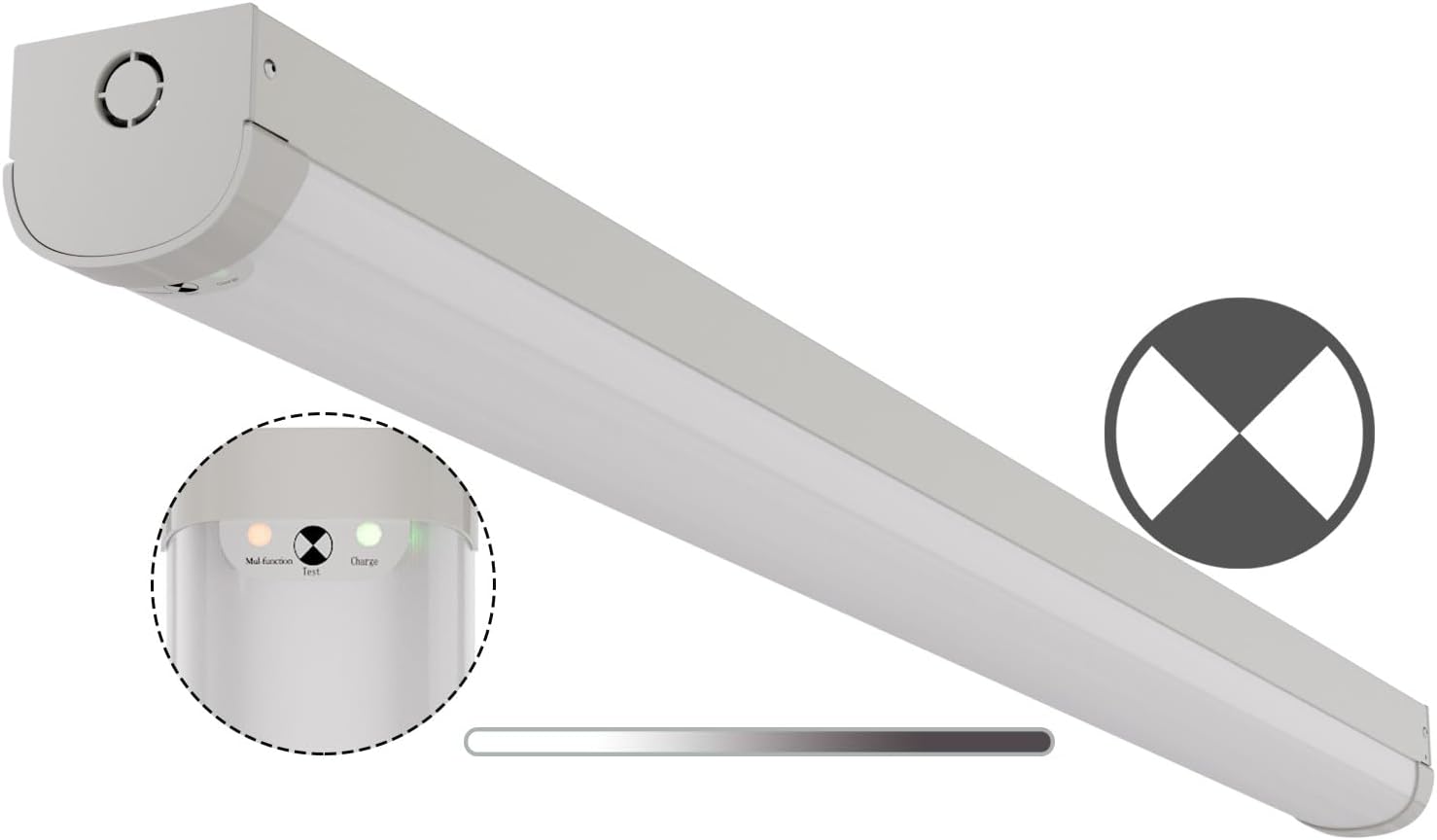 4FT LED Linear Strip Emergency Stairwell Light, 2 Watt Selectable, 20W/40W, 2500lm/5000lm, Battery Backup, 5000K, IP20, 0-10V Dimmable 4 Foot Flush Mount Commercial LED Shop Ceiling Light Fixture, ETL