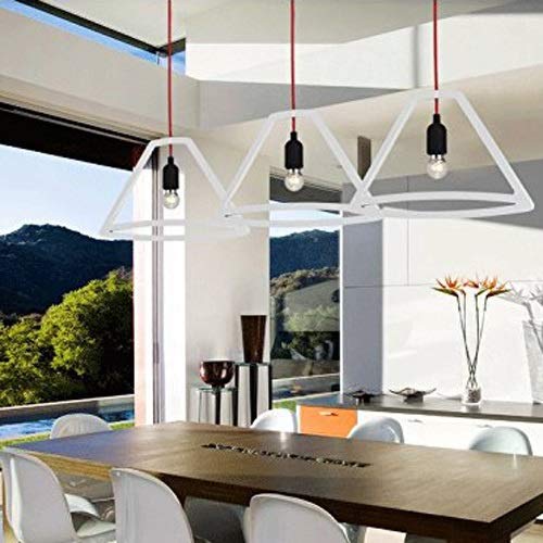 Pendentif léger en métal blanc E27 suspendu style grange moderne