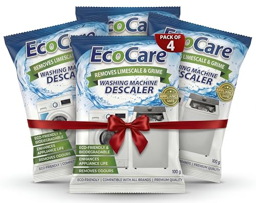 Image of EcoCare Washing Machine Descaler Cleaner | Deep Clean Residue Odor & Limescale Remover for Top and Front Load Washer Machines, Descaling Powder for Drum, Tub & All Internal Parts 100gm - PACK OF 4