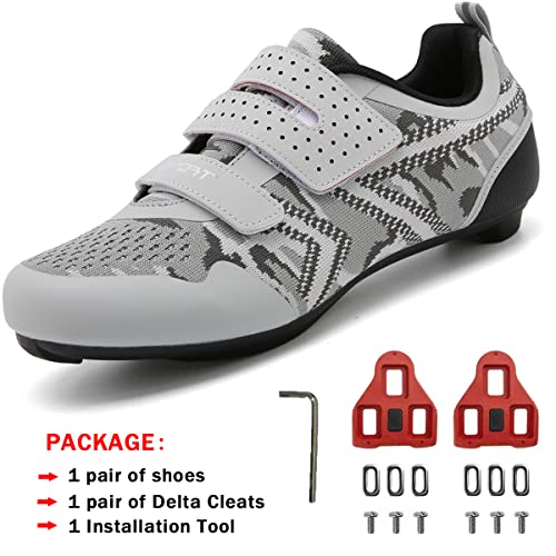 Image of Unisex Cycling Shoes Compatible with Peloton Indoor Riding Road Bicycle with Delta Cleats Outdoor Pedal Bike Shoes