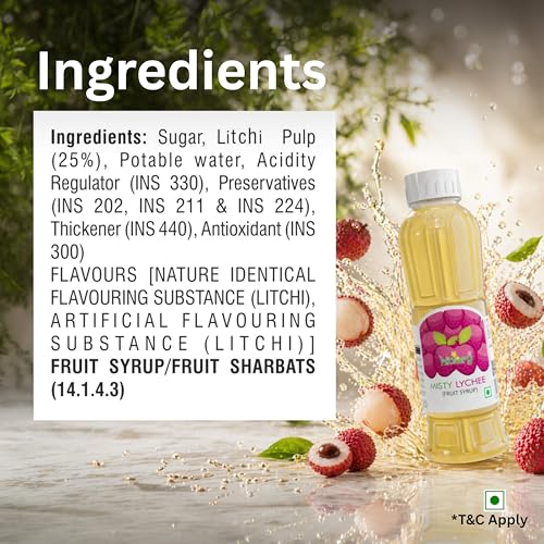 Image of Hitkary Misty Lychee Syrup 700 ml | Refreshing Lychee Drink Concentrate | Ideal for Mocktails, Coolers & Summer Drinks