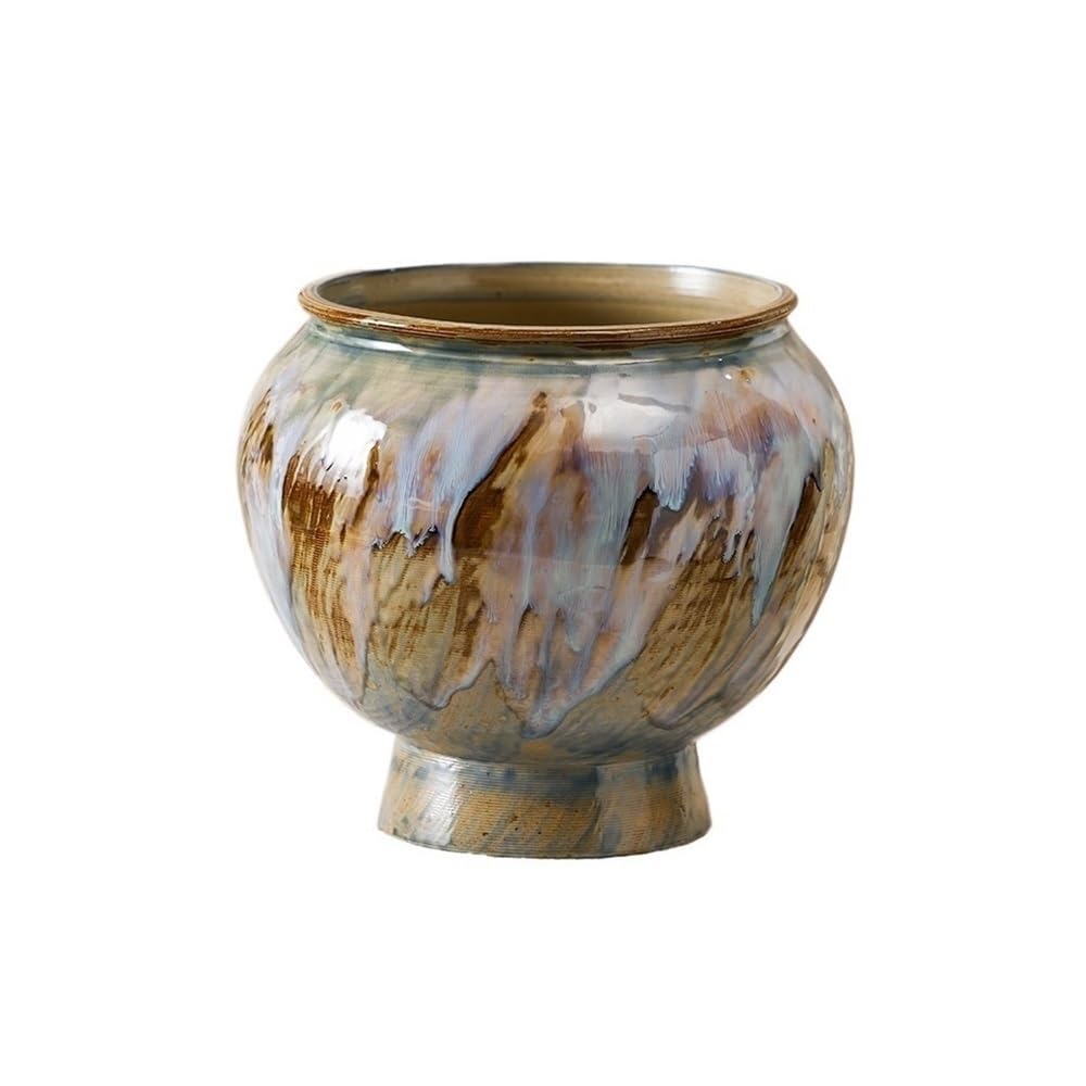 Kx9lb8d Gris Flower Planters Household Retro Chinese Flow Glaze Tall Planter Green Plant Pot Living Room Ornament