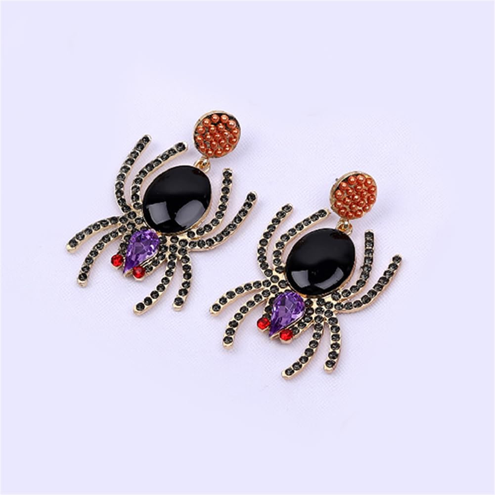 Vintage Black Gothic Spider Earrings Punk Style Halloween Red Crystal Spider Drop Dangle Earrings Reptile Animal Jewelry for Women - Image 5
