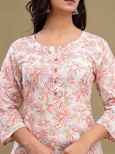 Image of feranoid Women Cotton Printed Straight Short Kurti