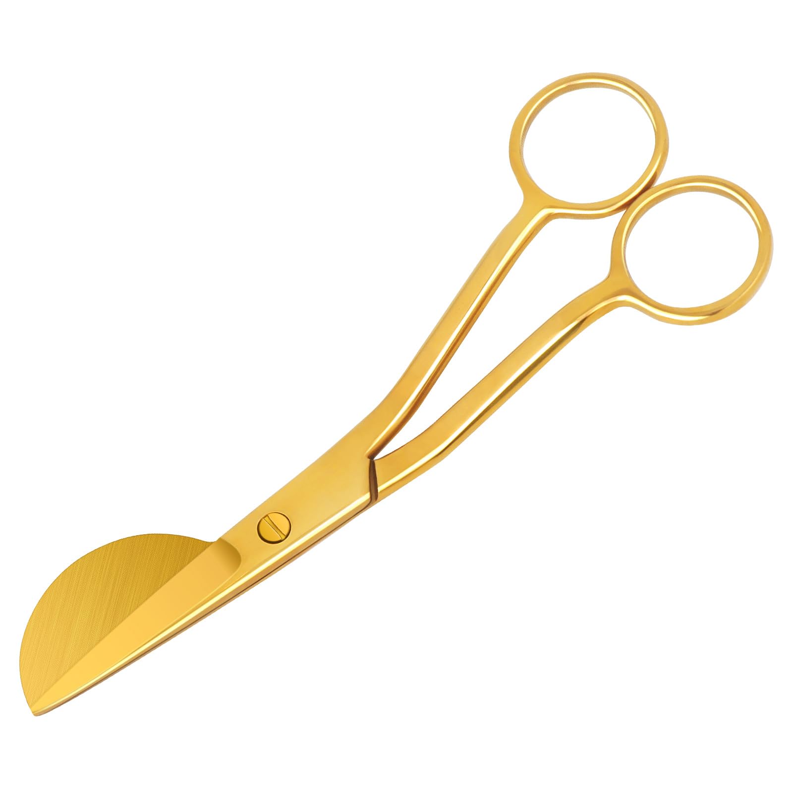 KUONIIY Applique Scissors, Stainless Steel Sewing Embroidery Scissors with Duckbill Edge Shaped Paddle for Art, Crafting, Tufting, Needlework and Embroidery, 6 Inch, Gold