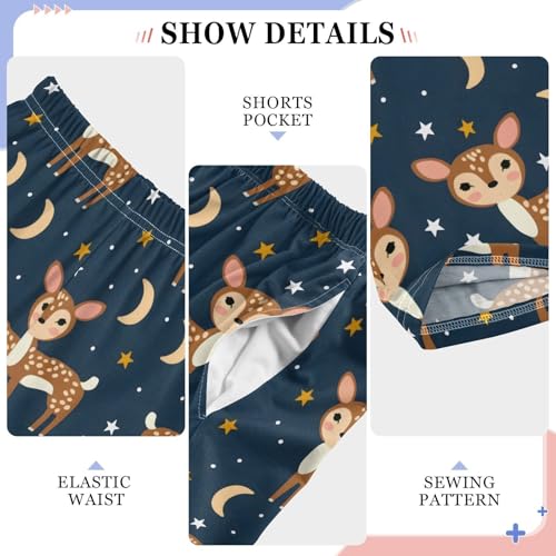 ALAZA Deer Stars Pajamas Bottoms with Pockets Comfy Pjs Sleepwear Elastic Waistband Pajamas Pants Lounge Pants for 6-14 Years4