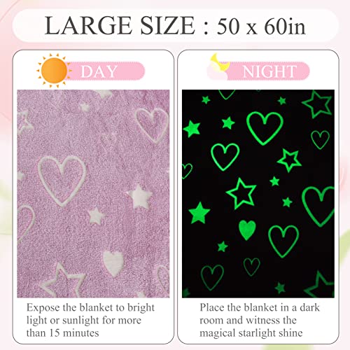 Cottebed Glow In The Dark Blankets For Girls Pink Fleece Flannel Throw Blanket Kids Gift Star Heart Blanket Children Fun Present Birthday Easter Christmas 50X60 #TOP1