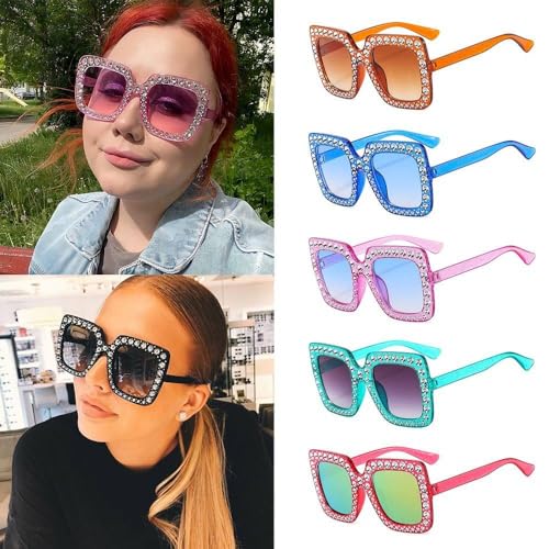 Square Rhinestone Sunglasses Women Crystal OversizeSun Glasses Vintage UV400 Female Streetwear Shades2