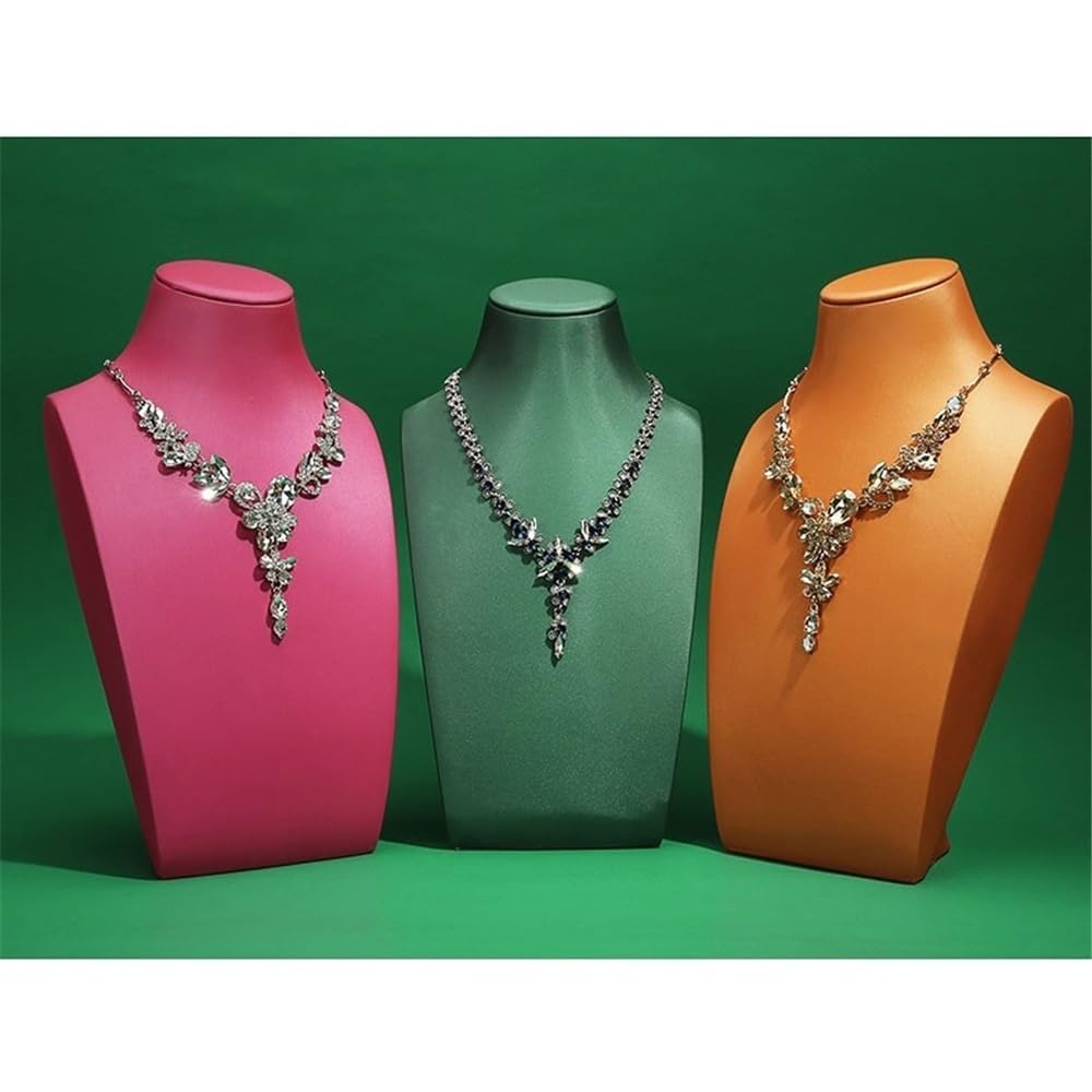 Presentoir Bijoux Buste Collier présentoir Pendentif Bijoux présentoir Mode PU Cuir présentoir comptoir étagère de Rangement Support Bijoux(Green)