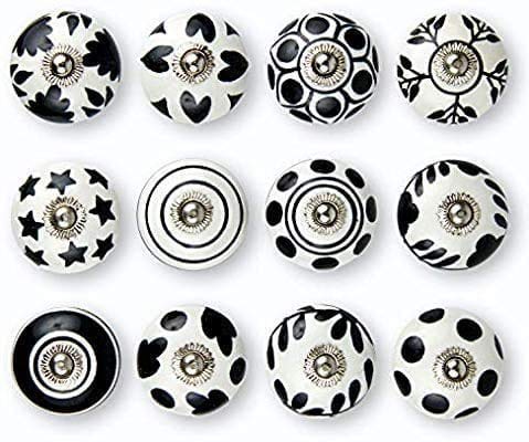 Boutons en céramique fait main lot de 12 poignées de meuble vintage pour cuisine et tiroir