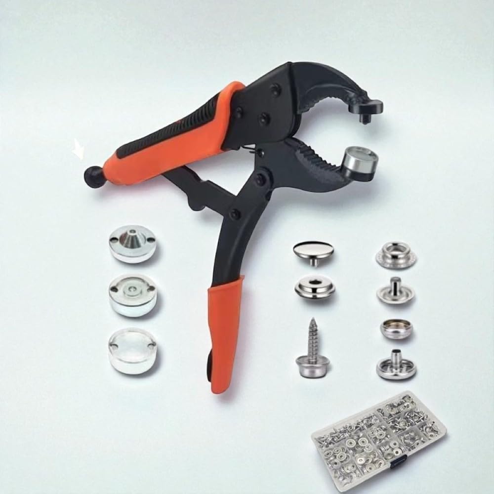 Heavy Duty Snap Fastener Tool Kit - Adjustable Snap Setter & Installation Kit for Boat Covers & Canvas - Durable Snap System for Easy Application - (Color: 20 Sets With Pliers)