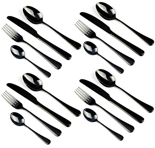 Seedware – Luxury Black Metal Finish Spoon for Dine Copper Cutlery Spoon Set Long Handle for Iced Tea Spoon Set,Butter Knife,Tea Spoon,Dessert Salad Fork (12)