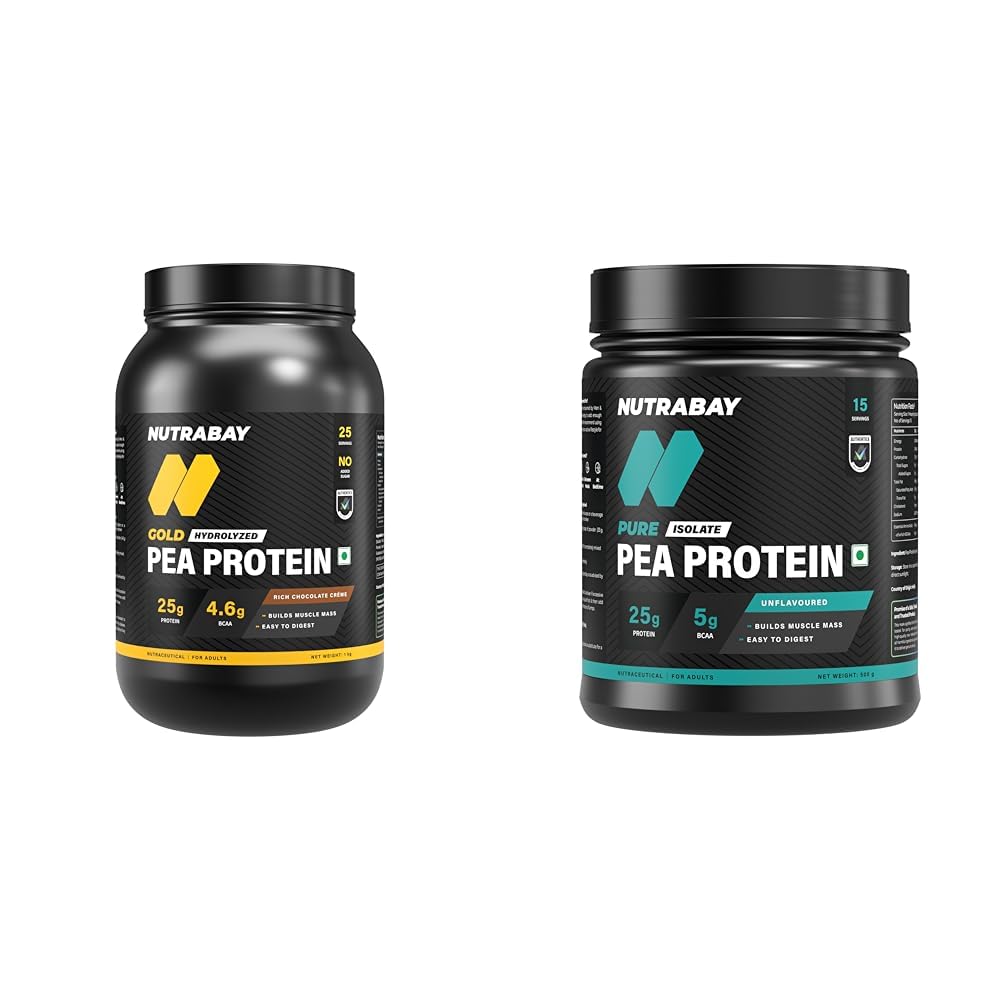 NUTRABAY Gold 100% Pea Protein Powder - 1kg, Rich Chocolate Crème | 25g Protein, 4.6g BCAA, 5g Fiber | Complete Amino Profile | Tastiest & Smoothest Vegan, Plant Protein | Muscle Gain & Fast-image-22