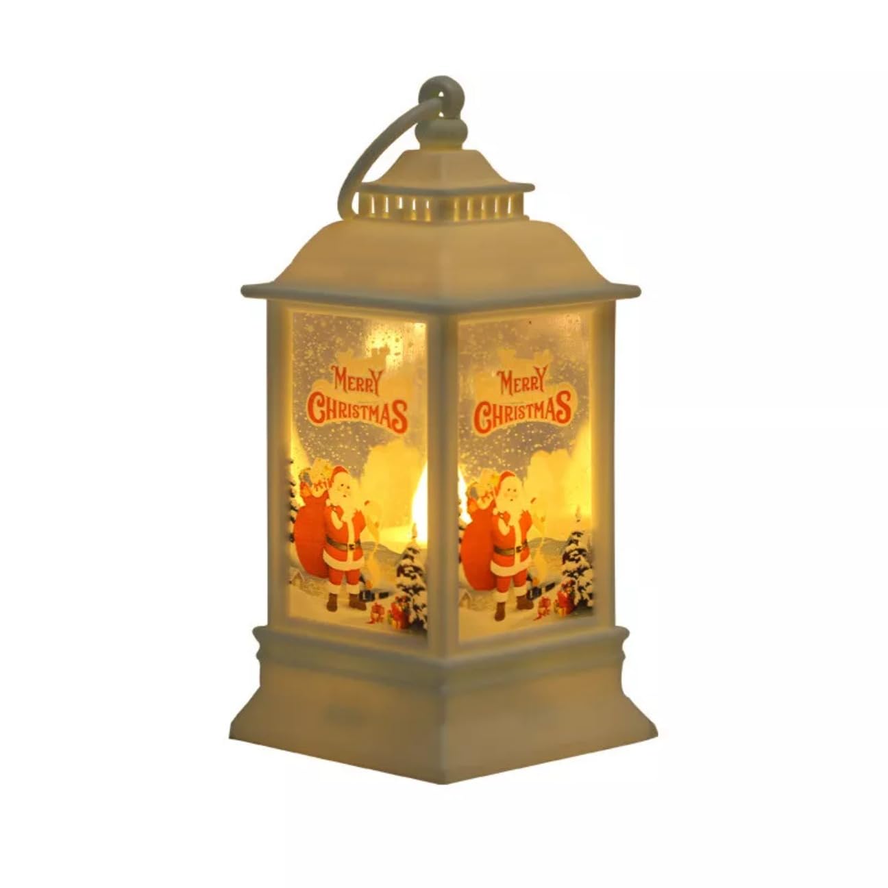 OAKHIVE Christmas Flame Lantern Hanging Wind Lamp – Battery Powered Indoor Outdoor Xmas Candle Lanterns – Decorative Home Hanging Lanterns for Christmas Holiday Party Décor (Santa)