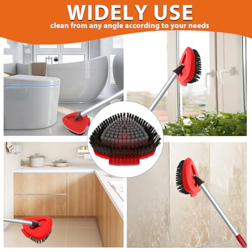 Image of Spin Mop Replace Scrub Brush Head Compatible with O Cedar EasyWring 1-Tank | Upgraded Dual-Texture Scrubber,Grey Soft for Foam & Black Stiff for Stain,20 Angled for Corners,Perfect for Kitchen,Bathroom